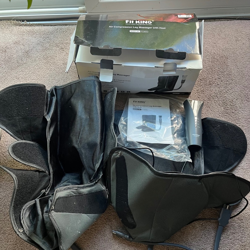 Fit King Air Compression Leg Massager with Heat FT-057A Gray Recovery System